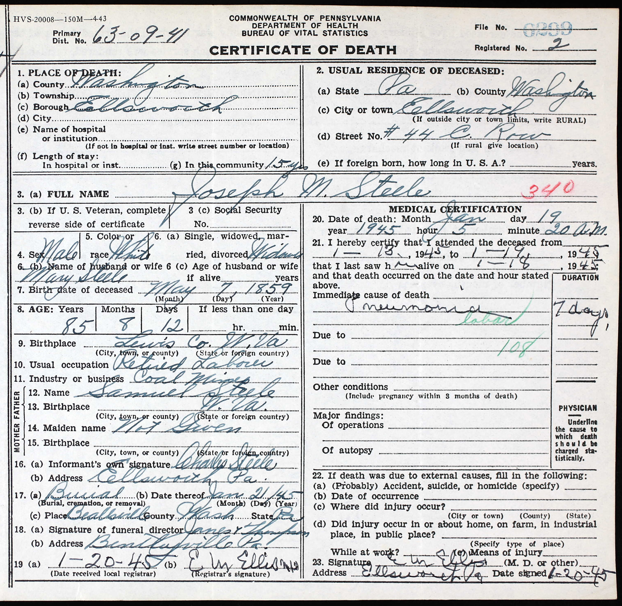 death certificate